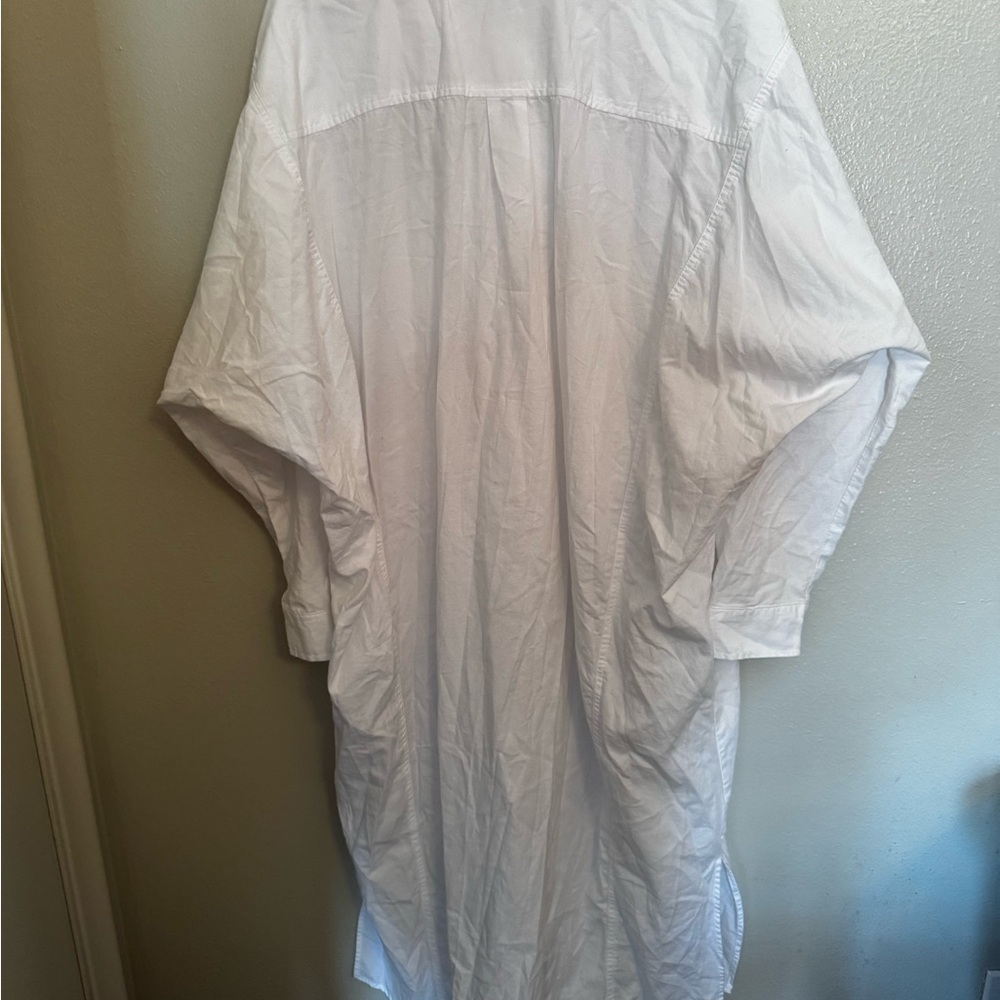 White Long Sleeve Shirt Dress - Picture 5 of 10